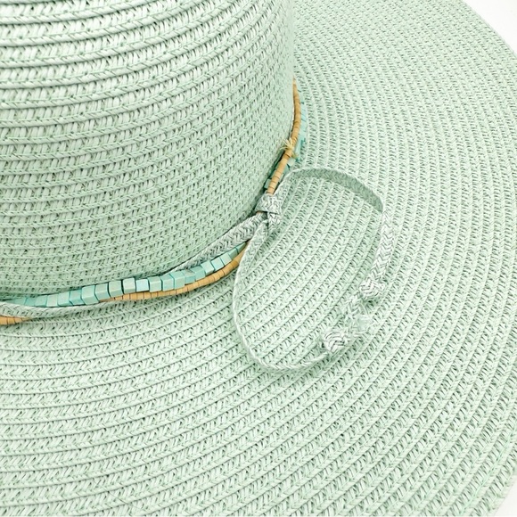 Coolibar Beaded Turquoise Sun Hat Floppy Sun Beach OS - Picture 3 of 7